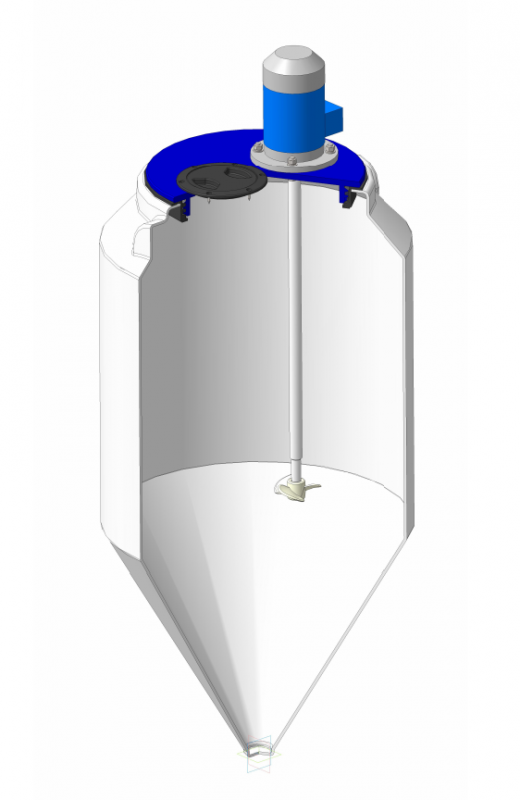 Емкость конусообразная ЭкоПром ФМ 120, в обрешетке, с пропеллерной мешалкой, 120 литров